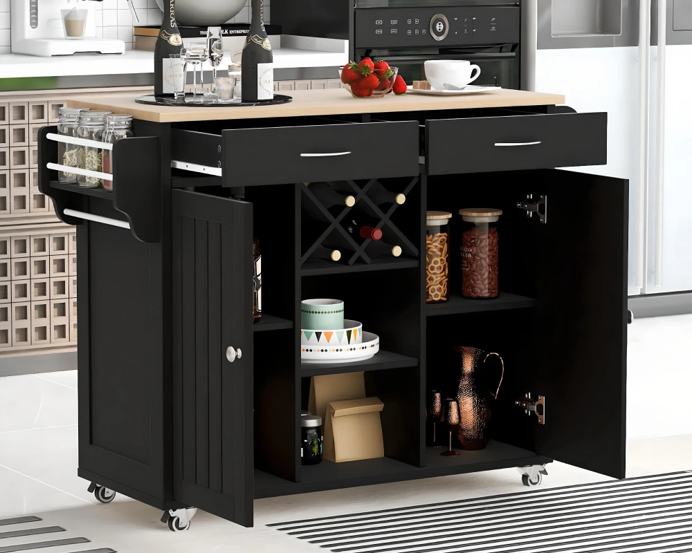kitchen with movable island