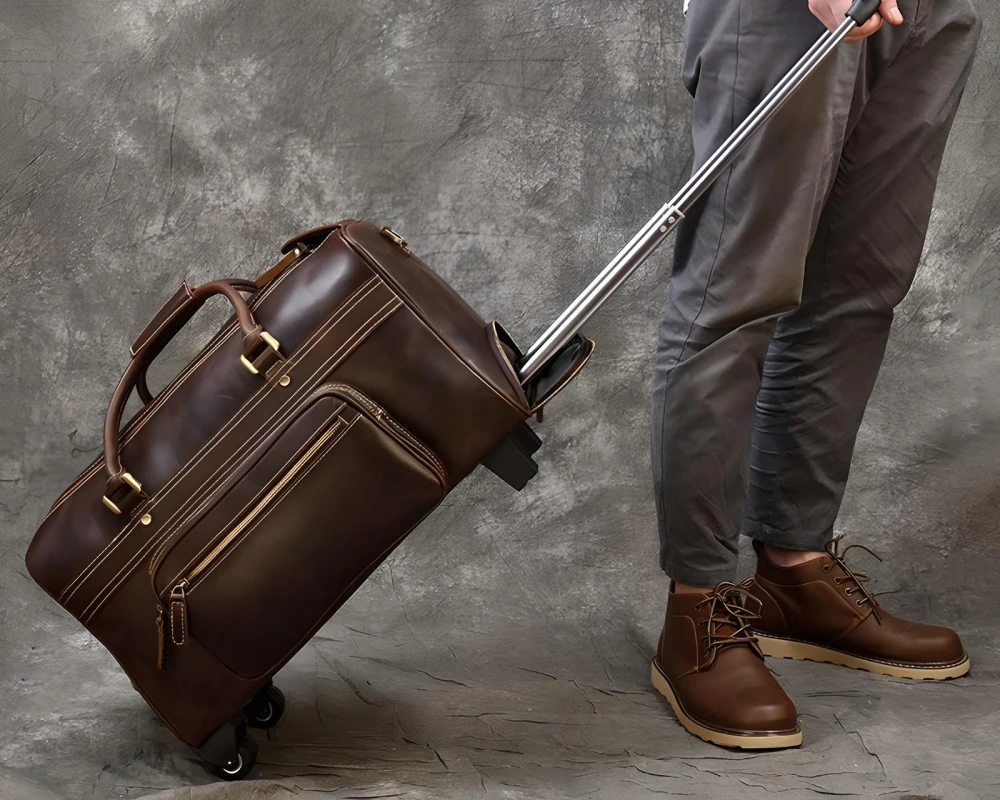 mens leather carry on bag